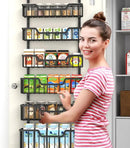Over The Door Pantry Organizer, 8-Tier Pantry Door Organizer Shelves | 3 Sizes | Adjustable Basket | Metal Hanging Spice Rack for Kitchen, Pantry, Cabinet, Back of Door Seasoning Rack, Black by CozyNest Decor