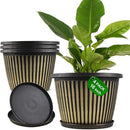 16 inch Large Planter Indoor Outdoor Plant Pots, 4 Pack Plastic Flower Pots with Saucer And Drainage Holes, Modern Garden Planters For Planting Medium Large Plants, Decorative Resin Garden Pots by CozyNest Decor
