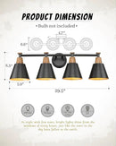 FEMILA 30" Bathroom Light Fixtures, 4 Light Vanity Lighting Fixtures with Wood Grain Paint and Black Finish, Light Fixtures for Bathroom Above Mirror, 4FG75B-4W BK by CozyNest Decor