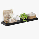Heimlove 12 Inch Deep Floating Shelves, 55 x 12 inches Long Wall Shelf, Large Extra Display Shelf & Storage Shelf, Rustic Wood Wall Shelves for Fireplace Mantel, Set of 1(Black) by CozyNest Decor