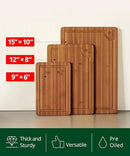 ROYAL CRAFT WOOD Wooden Cutting Boards for Kitchen Meal Prep & Serving - Bamboo Wood Serving Board Set with Deep Juice Groove Side Handles - Charcuterie & Chopping Butcher Block for Meat (3 Pcs) by CozyNest Decor