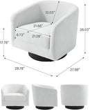 Swivel Barrel Accent Chair, Modern Round Chenille Fabric Arm Chair for Living Room, Bedroom, Comfy Club Reading Chairs for Adults（Chenille Fabric, Beige, Set of 1 by CozyNest Decor
