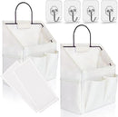 2pcs Small Wall Hanging Organizer Bag, Linen Fabric Door Hanging Storage Basket with Pockets, Waterproof Bin for Kitchen, Bedroom, Office, RV Camper (White) by CozyNest Decor