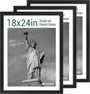 18x24 Poster Frame 3 Pack - Black Woodgrain, Solid Wood Gallery Picture Frame - Wall Hanging by CozyNest Decor
