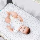 Waterproof Pack n Play Fitted Sheets 2 Pack,100% Cotton Mini Crib Mattress Cover Protector 38" X 25" Fits for Baby Playpen/Playard Mattress, Portable Crib Sheet, White & Grey Star Print by TinyTreasures Baby Boutique