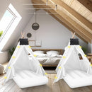 6 Pcs Kids Teepee Tent Bulk with Light String Inflatable Airbed Bedding Fitted Sheet and Markeable Small Blackboards for Boys Girls Indoor Outdoor Slumber Party (White) by TinyTreasures Baby Boutique