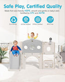 Babytronic Toddler Slide Set, 8 in 1 Kids Slide with Climber, Indoor Outdoor Slide for Toddlers Age 1-3, Toddler Playset with Basketball Hoop and Tunnel, Toddler Indoor Outdoor Playground (White&Gray) by TinyTreasures Baby Boutique
