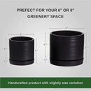 6 + 8 Inch Plant Pots, Ceramic Planter Pot with Drainage Hole & Saucer, Indoor/Outdoor Cylinder Round Planter Pot, Matte Black by GreenHaven Gardens