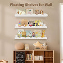 Nursery Book Shelves, 4 Pack White Floating Shelves for Wall, Wood Scalloped Shelves for Storage Books, Wall Book Shelf for Kids Rooms, Bedroom, Toddler Room, Baby Room, Nursery Decor by TinyTreasures Baby Boutique