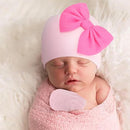 BQUBO Newborn Baby Hats Mittens Set Hospital Hat Beanie Infant Bow Hats Baby Gloves No Scratch Mittens for 0-6 Months by TinyTreasures Baby Boutique
