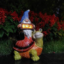 Welcome Solar Gnome Clearance Riding Turtle Statue for Garden Decor - Solar Outdoor Christmas Statue Sculpture Home and Garden Decor for Patio,Yard,Balcony Ornament,Turtle Figurine Light Gifts by GreenHaven Gardens