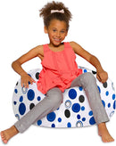 Posh Creations Bean Bag Chair for Kids, Teens, and Adults Includes Removable and Machine Washable Cover, Canvas Bubbles Blue and White, 27in - Medium by TinyTreasures Baby Boutique