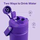 Insulated Water Bottle with Straw Stainless Steel Water Bottle, Leak-Proof, BPA-Free, Double Wall Vacuum Keeps Cold for 24 Hours for Sports, Travel, School (18 oz, Violet) by CozyNest Decor