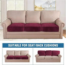 H.VERSAILTEX Velvet Stretch Couch Cushion Cover Plush Cushion Slipcover for Chair Loveseat Sofa Cushion Furniture Protector Seat Cushion Sofa Cover (3 Piece Sofa Cushion Covers, Burgundy) by CozyNest Decor