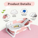 AVIDOR Baby Bathtub,Collapsible Bathtub for Newborn to Toddler,Durable Essential Infant Bath Tub,Portable Travel Baby Tub with Soft Cushion,No-Slip Hanging and Detachable(Pink) by TinyTreasures Baby Boutique