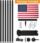 NELXINJO 25FT Sectional Flag Pole Kit, Heavy Duty Aluminum Outdoor In-Ground Flagpole, Black Ball Top, 3x5 USA Flag for Residential commercial Outdoor Garden(25FT, Black) by GreenHaven Gardens
