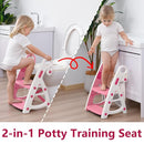 Potty Training Seat: 2 in 1 Design Potty Seat for Toilet & Nursery Step Stool for Sink Potty Training Toilet with Height Adjustable Ladder for Kids of All Ages (Pink) by TinyTreasures Baby Boutique