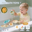 Bath Toys, 21PCS | Montessori Toys for Babies with Shapes for Sorting Play & Stacking Cups | Bath Boats & Spoon with Storage Container | Educational & Mold Free Bathtub Water Toys for Toddler Gifts by TinyTreasures Baby Boutique