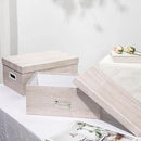 Briful Set of 2 Rustic Wood Grain Storage Boxes with Lids – Stackable Rectangular Organizer Bins, 14'' + 13'' Set Decorative Storage Containers for Bedroom, Living Room, Gifts by CozyNest Decor