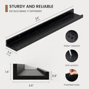 Picture Ledge Shelf, Solid Pine Wood Floating Shelves Set of 2, 24 Inches Nursery Book Shelves for Toys Storage, Kids Bookshelf Wall Mounted for Living Room Bedroom Decor Books Photo Frames, Black by TinyTreasures Baby Boutique