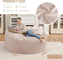 4FT Bean Bag Chair, Large Bean Bag Chairs with Memory Foam Filled, Fluffy Beanbag Sofa with Dutch Velvet Cover, Round BeanBag Chairs for Living Room, Playroom - Beige by TinyTreasures Baby Boutique