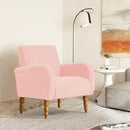 Chenille Fabric Accent Chair, Upholstered Armchair with Solid Wood Legs, Modern Living Room Accent Chair, Comfy Single Sofa Chair Reading Club Chair for Bedroom Reception Lounge, Pink by CozyNest Decor