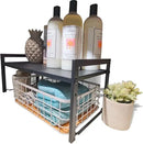 Expandable Cabinet Shelf Organizer 16-26" L Stackable Kitchen Counter Shelf Sink Rack Countertop Storage Black (Wide 10.6”D) by CozyNest Decor