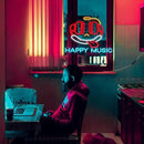 Headphone Neon Sign Dimmable Led Happy Music Neon Light for Wall Decor USB Cute Headset Figure Neon Light Sign for Music Studio Bar Live Music Party Bedroom by CozyNest Decor