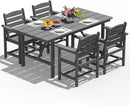 Patio Dining Set for 4 with Umbrella Hole - 66" Outdoor Table & 4 Chairs, All-Weather HDPE Outdoor Furniture for Lawn, Garden, Backyard, Poolside, Gray by GreenHaven Gardens