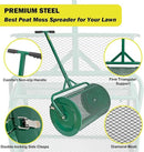 Compost Spreader, 24" Peat Moss Spreader, Roller Lawn Spreader with 3 Heights T Shaped Handle, Side Latches Powder Coated Steel Mesh Basket, Lawn & Garden Spreader for Spreading Manure Topsoil, Green by GreenHaven Gardens