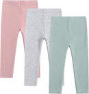 Toddler Organic Cotton Girls Leggings Casual Basic Leggings Full Length Bottom Solid Color 3 Pack by TinyTreasures Baby Boutique