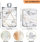 2 Pack Qtip Holder Dispenser White Marble Gold Line Bathroom Storage Canister Lid Acrylic Plastic Apothecary Jar Set Vanity Makeup Organizer for Cotton Swabs/Pads/Floss by CozyNest Decor