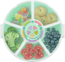 Kids Reusable Rotating Snack Container with 5 Separate Compartments, Color Matching Opening Lid,BPA/PVC-Free, Dishwasher Safe, Perfect for Travel, School Lunches & On-the-Go Snacking-Green by TinyTreasures Baby Boutique