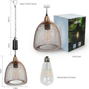 Battery Operated Hanging Light with 6 Hours Timer-Outdoor Indoor Pendant Chandelier Waterproof Lamp Lantern for Gazebo Porch Garden Patio Decorative Metal Warm White Bulb（Brown） by GreenHaven Gardens