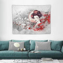 Japanese Geisha Tapestry Asian Red Cherry Blossom Traditional Kimono Folk Tapestries Home Decor for Living Room Bedroom Apartment Farmhouse Dorm 40"x30" by CozyNest Decor