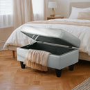 Ottoman Rectangular Storage Ottoman Bench, Faux Leather Footrest, Coffee Table, Stool Footstool with Hinged Lid for Living Room, Bedroom, Entryway, Gray, 35"x23.5"x17.5" by CozyNest Decor