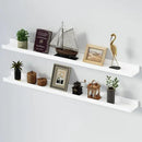 SAUMONIERES Picture Ledge Shelf Floating Book Shelves Set of 2 Wall Mounted Solid Wood for Bedroom Bathroom Living Room Kitchen, 48 Inch White by CozyNest Decor