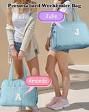 Duffle Bag, Weekender Bags for Girl，Monogrammed Gifts for Woman-Initial Overnight Bag with Wet Pocket，Lightweight Dance Bags Personalized Gymnastics bag with Makeup Pouch by TinyTreasures Baby Boutique