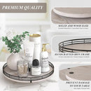 12" Farmhouse Lazy Susan for Kitchen & Coffee Table Decor – Rustic Wood Tray with Black Metal Frame, Decorative Centerpiece for Dining Room, Ottoman, Living Room, Serving or Vanity Use by CozyNest Decor