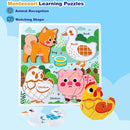 Wooden Animal Puzzles for Toddlers 1-3,Wood Puzzles Ages 2-4, Toys for 2 3 Years Old Girls Boys,Montessori Toddler Toys 2-3 Preschool Learning Educational Gifts by TinyTreasures Baby Boutique