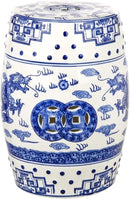 Safavieh Castle Gardens Collection Glazed Ceramic Blue Dragon's Breath Chinoiserie Garden Stool by GreenHaven Gardens