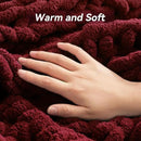Chunky Knit Throw Blanket, 30''*40'' Knitted Throw Chenille Yarn for Bed Couch, Handmade Red Crochet Big Thick Blanket, Machine Washable Cute Comfy Blanket for Home Decor by CozyNest Decor