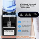 Water Dispenser with Ice Maker Function, Top Loading Hot and Cold Water Cooler for 5 Gallon Bottle - Includes Child Safety Lock - Water Machine for Home, Office, Garage - Black by CozyNest Decor