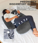 Pregnancy Pillows for Sleeping, Detachable and Adjustable with Pillow Cover, Maternity Body Pillow for Adults, Support for Back, Legs, Belly, HIPS and Pregnancy Must Haves Grey by TinyTreasures Baby Boutique