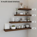 Wood Floating Shelves for Wall 24” x 8”x 1.4” Shelf Floating Rustic Farmhouse Decor, Heavy Duty Shelf Hold 60 lbs, Wall Shelves for Bathroom Living Room Kitchen Bedroom Office, 2 Packs Walnut by CozyNest Decor