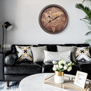 CLXEAST 24 Inch Large Wall Clock with Moving Gears, Industrial Clocks with World Map Dial, Oversized Cool Wall Clock for Living Room Decor,Oil Rubbed Bronze Brown by CozyNest Decor