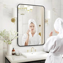 Fabuday Black Wall Mirror for Bathroom Over Sink - 22x30 Matte Metal Framed Rectangle Mirror, Rounded Rectangular Vanity Mirrors for Living Room, Bedroom, Entryway, Hallway, Horizontally/Vertically by CozyNest Decor