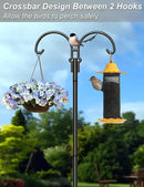 Outdoor Double Shepherds Hook with 5 Prong Base, 76 Inch Adjustable Heavy Duty Two Sided Bird Feeder Pole Stand for Hanging Plant Baskets, Solar Light Lanterns, Hummingbird Feeder, 2 Pack by GreenHaven Gardens