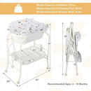 HONEY JOY Baby Changing Table with Bathtub, Foldable Infant Diaper Changing Station with Wheels, Storage Tray, Waterproof Pad, Portable Newborn Nursery Organizer Bath Stand for Boys Girls (White) by TinyTreasures Baby Boutique