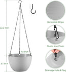 Hanging Planters for Indoor Outdoor Plants, Set of 2 Self Watering Hanging Pots with Drainage Hole & Plug and 20" Chain & Hooks by GreenHaven Gardens